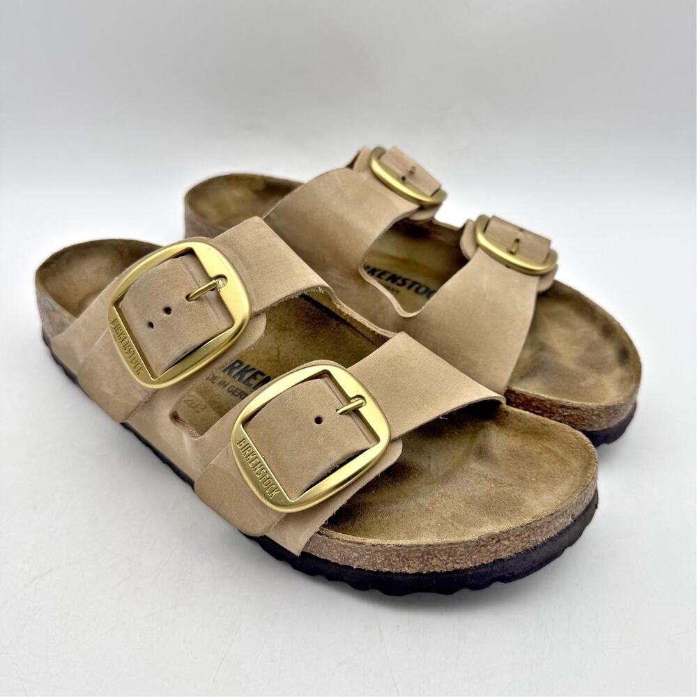 Birkenstock Womens Arizona Big Buckle Sandals EU 38 US 7 Light Brown Suede EUC